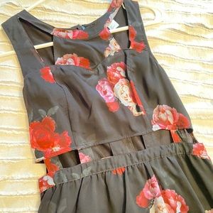 Rose print maxi dress